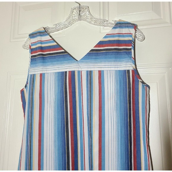 Brooks Brothers Top Womens Size 8 Sleeveless Lace Up Side Striped V-Neck Cotton - Picture 5 of 9